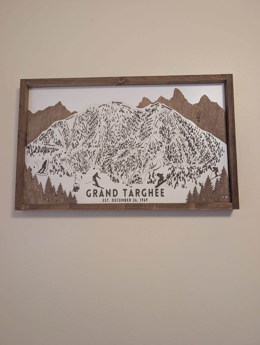 Customer photo review of Grand Targhee Ski Resort Map Sign | Laser Engraved & Framed Wall Art