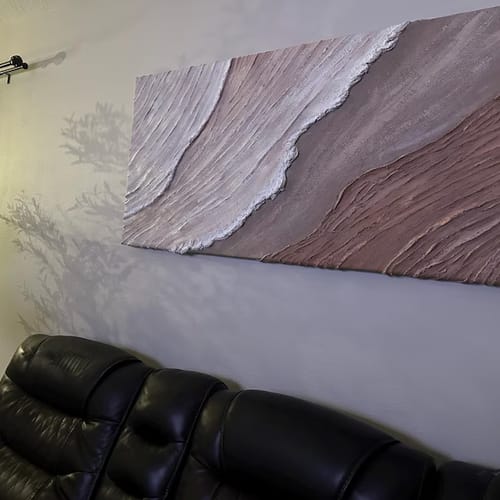 Customer photo review of Driftwood Serenity-Neutral Coastal Minimalist Abstract Oil Painting for Modern Interiors