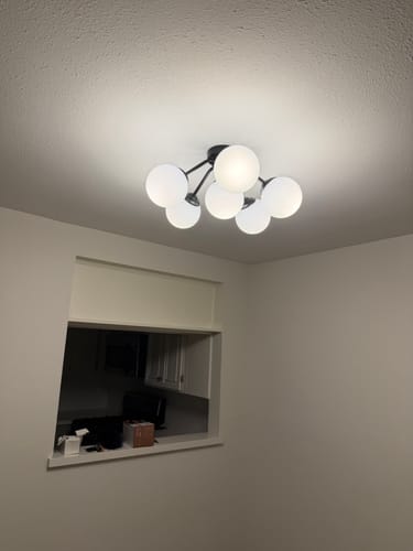 Customer photo review of Bloom Brass Frosted Glass Bubble Semi Flush Chandelier