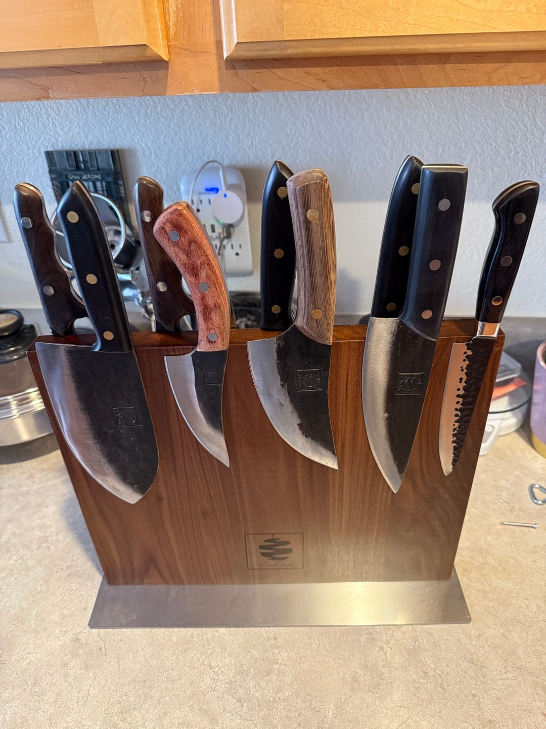 Customer photo review of Walnut Magnetic Knives Holder