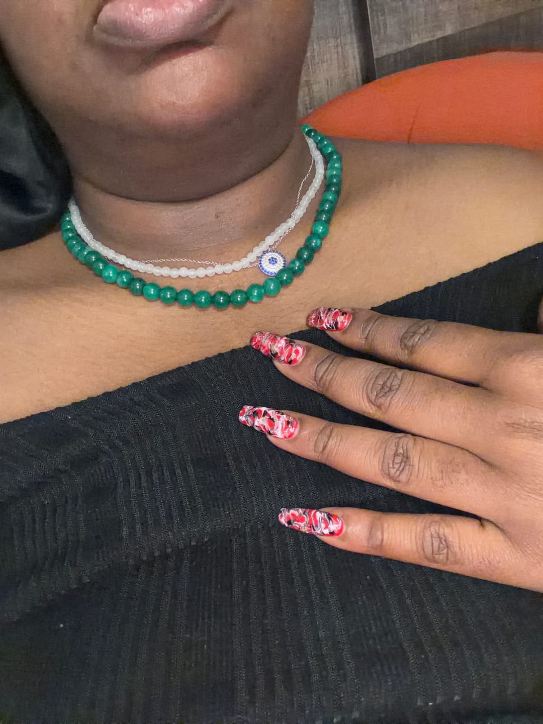 Customer photo review of Green Jade Beaded Necklace