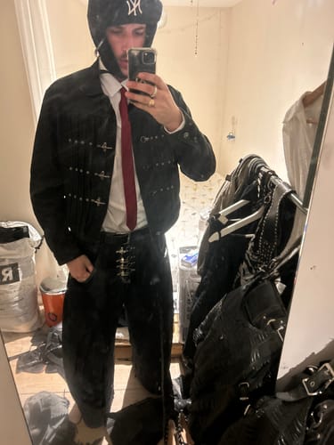 Customer photo review of Omirad Buckle Detail Wide-Leg Denim Pants