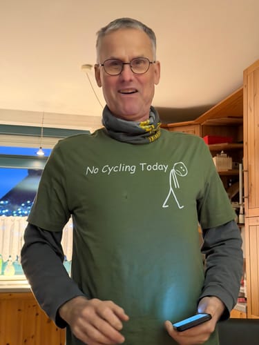 Customer photo review of No Cycling Today T Shirt