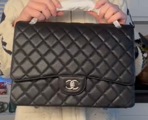 Customer photo review of FLAP BAG 33CM BLACK CAVIAR SILVER HARDWARE