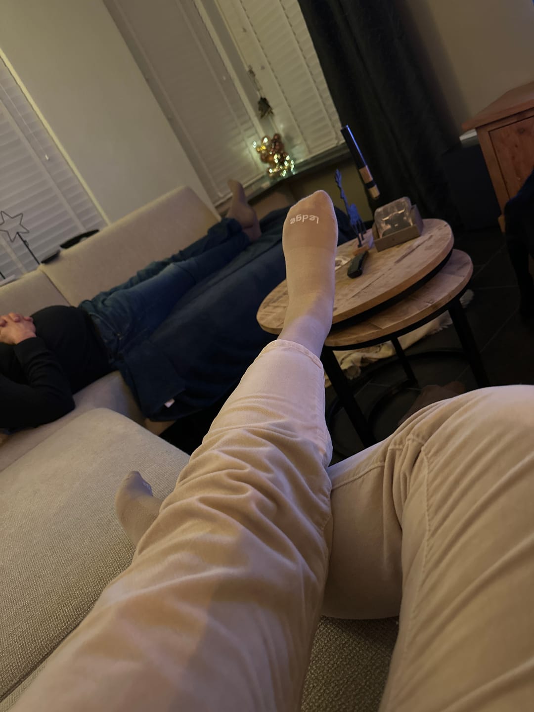 Customer photo review of Essential Compression Socks Warm Taupe