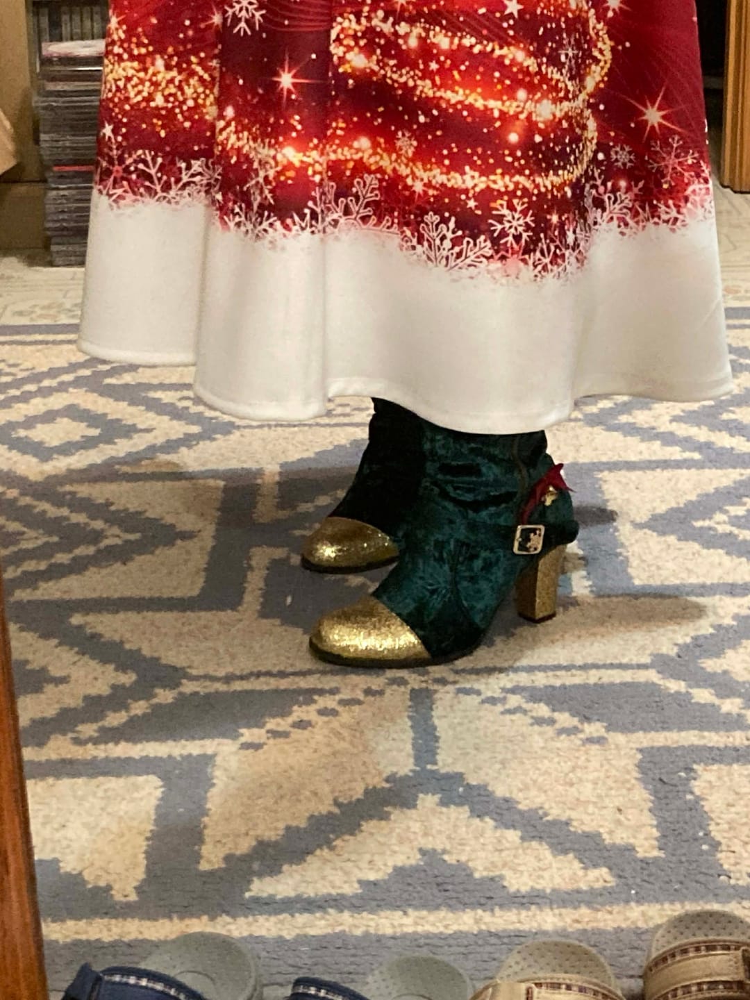 Customer photo review of Christmas Charm Velvet Boots