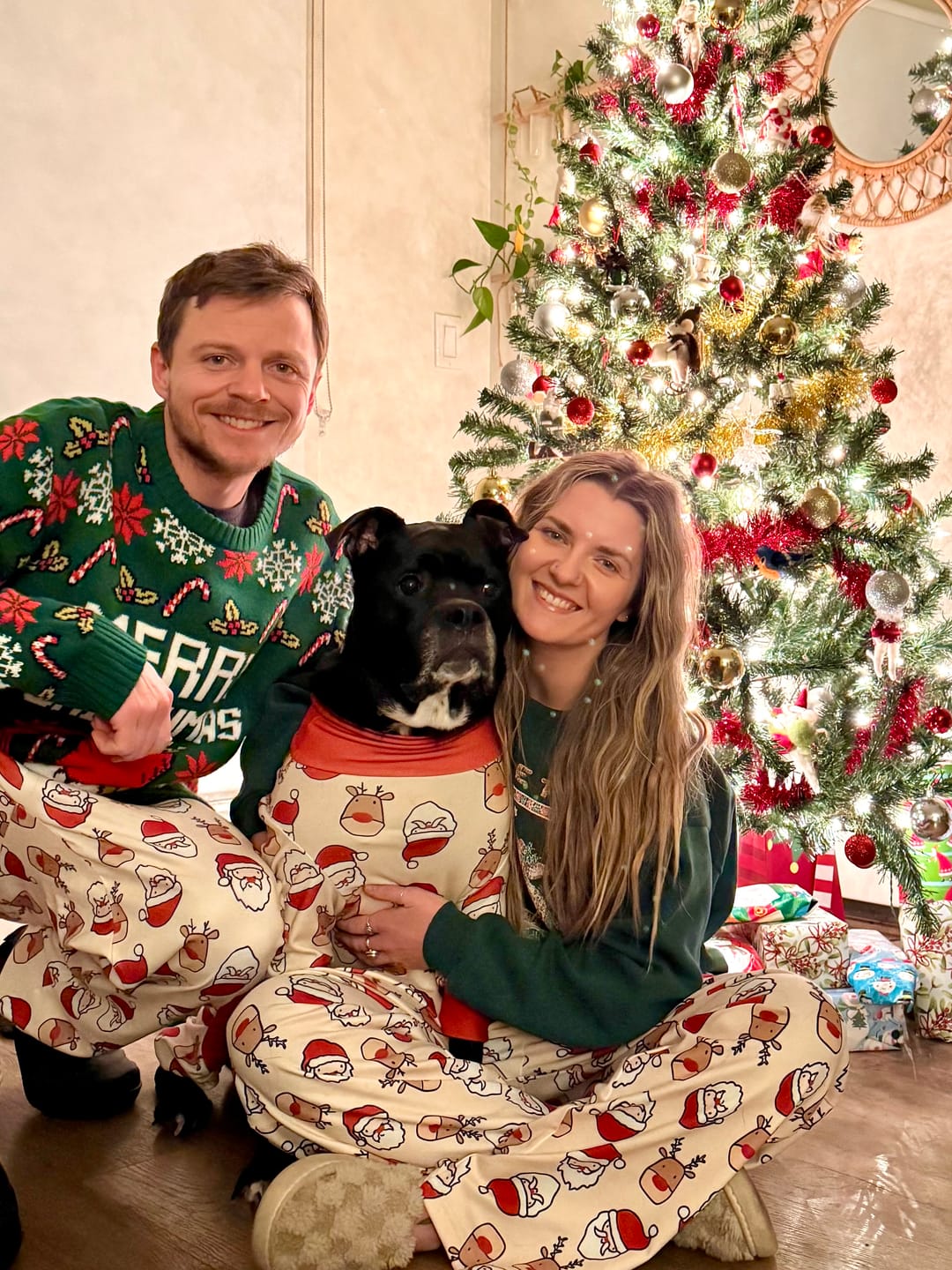 Customer photo review of Christmas Pajama Pants -  Santa and Rudolph