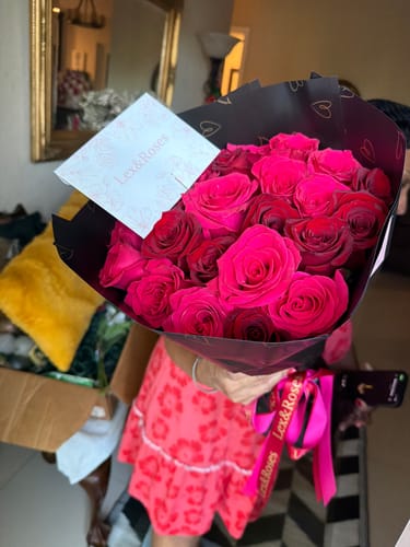 Customer photo review of Red & Hot Pink Rose Bouquet