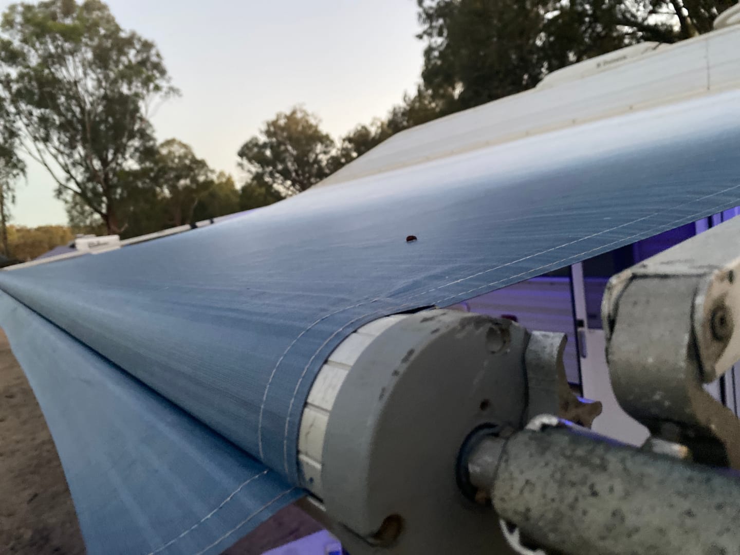 Customer photo review of Awning Replacement Vinyl - Blue Fade WA2004