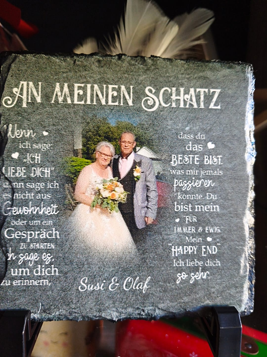 Customer photo review of An meinen Schatz - Paar-Schieferplatte