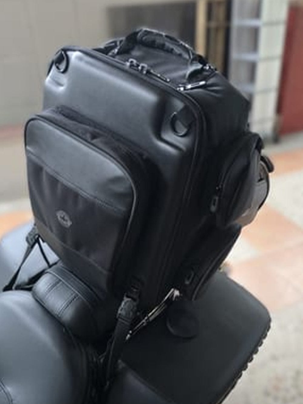Customer photo review of 30L - Voyage Large Motorcycle Sissy Bar Backpack