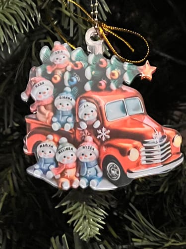Customer photo review of Personalized Nana's Cute Little Snowmen Christmas Ornament | Name Customized | Red Truck Snowman Christmas Tree | Warm Gift for Holiday Homes