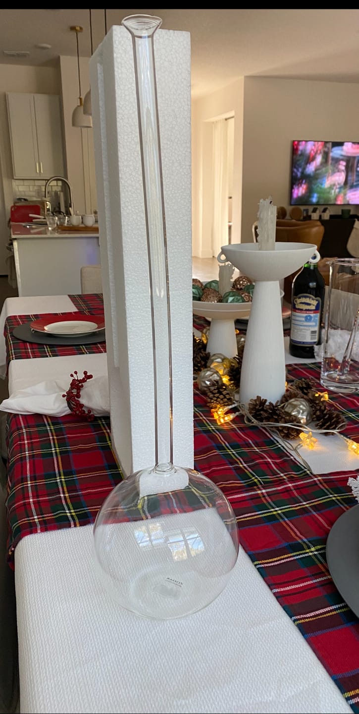 Customer photo review of Long Neck Mouth Blown Vase - Ball Shaped