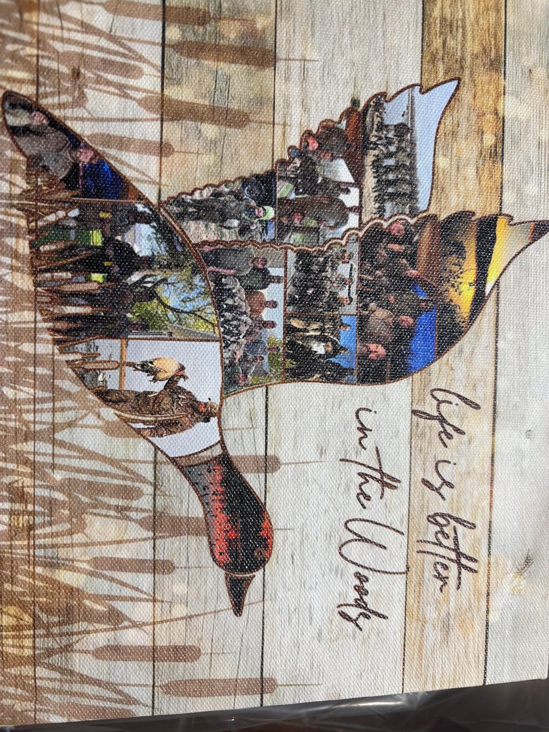 Customer photo review of Custom Photo Duck Hunting Collage Canvas, Rustic Wood Look, Personalized Waterfowl Hunter Gift Wall Art