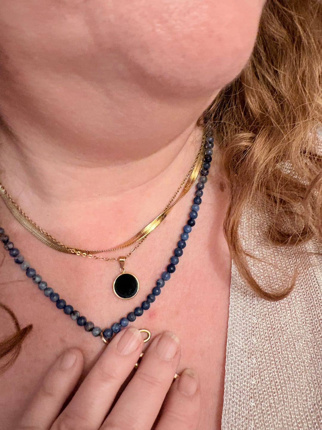 Customer photo review of Obsidian Halskette - Kreismedallion