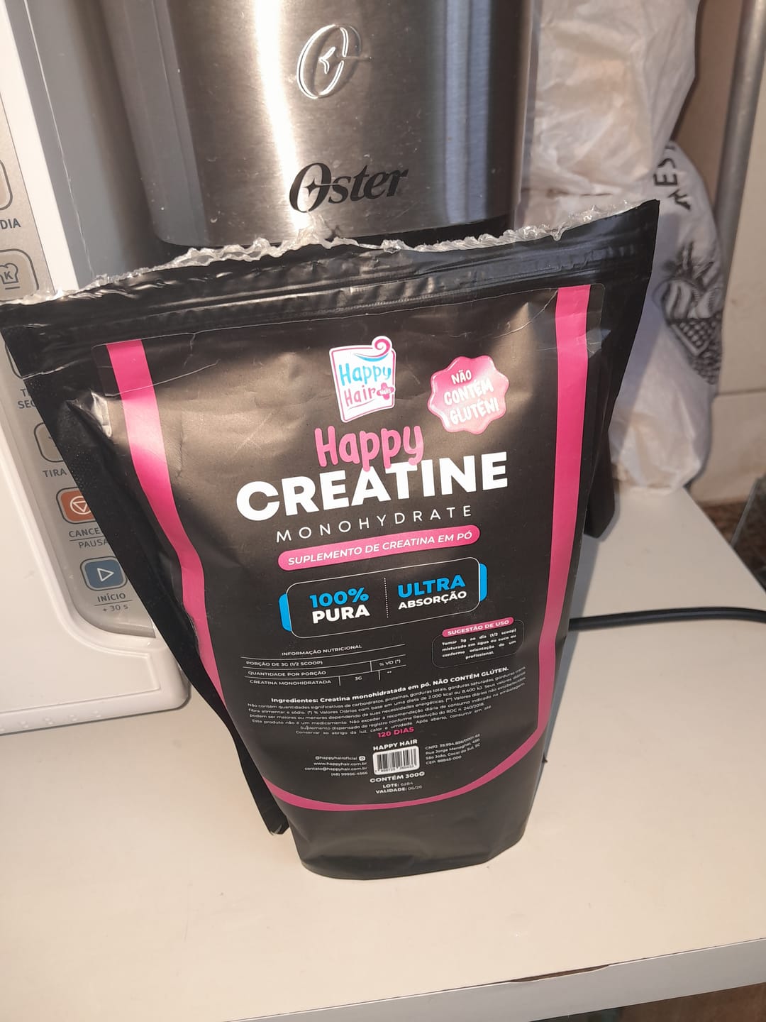 Customer photo review of Creatina Monohidratada 100% Pura 300g - Happy Creatine