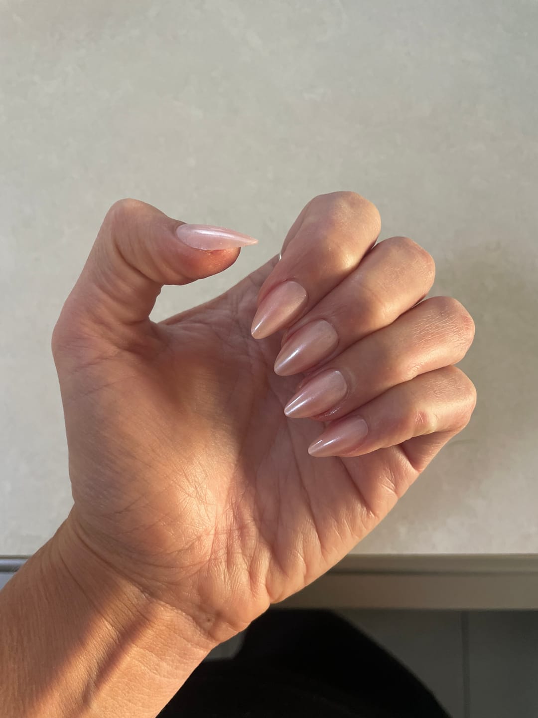 Customer photo review of Morning Dew | Salon Quality Press-on Nails Kit- Extra Short Squoval Light Blue