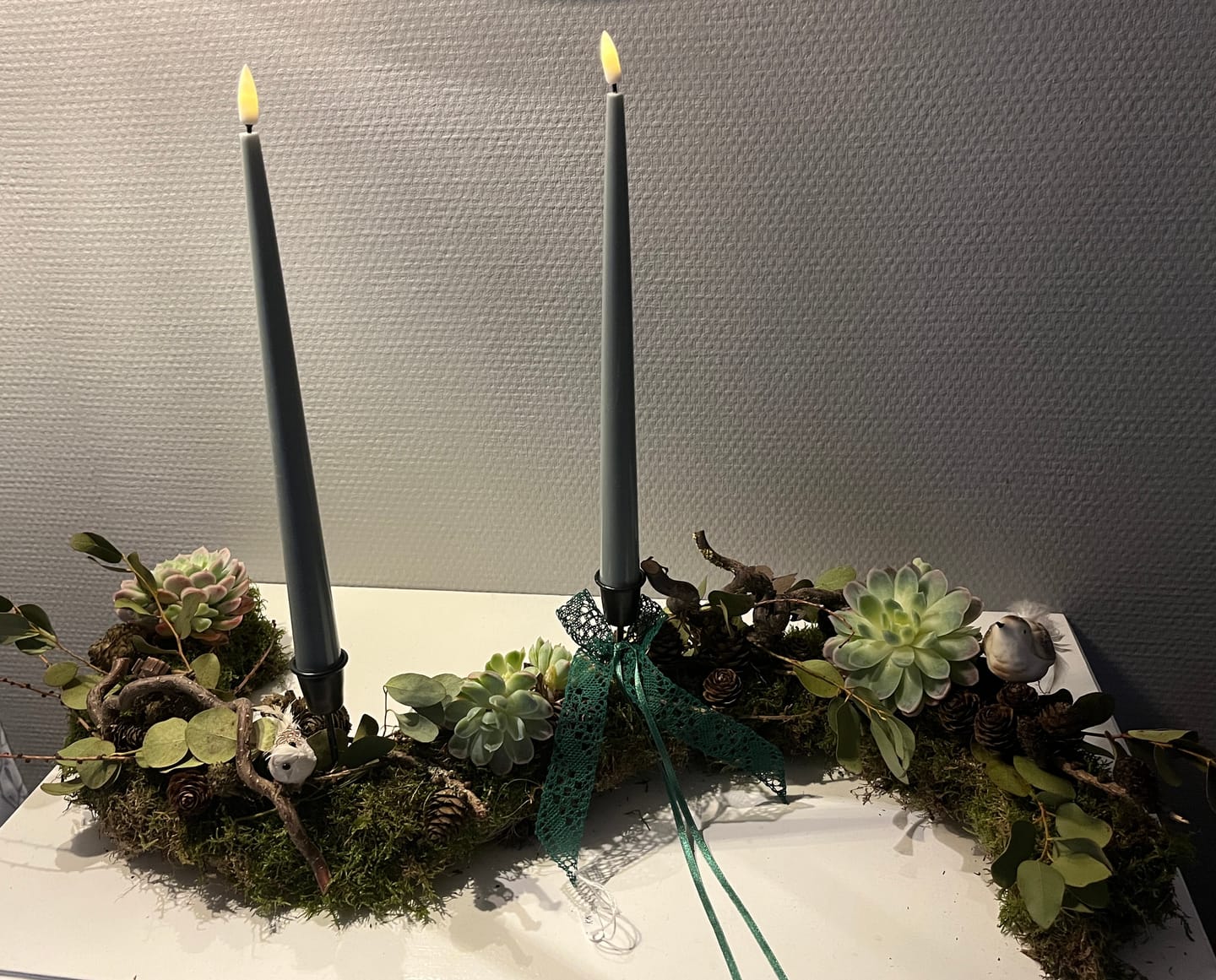 Customer photo review of LED Kertelys med Lak, 2 stk (38 cm) Petroleum