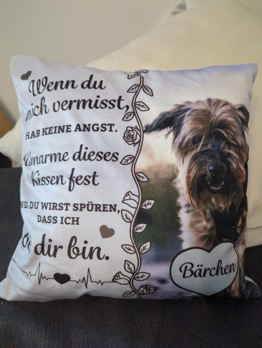Customer photo review of Wenn du mich vermisst - Personalisiertes Kissen