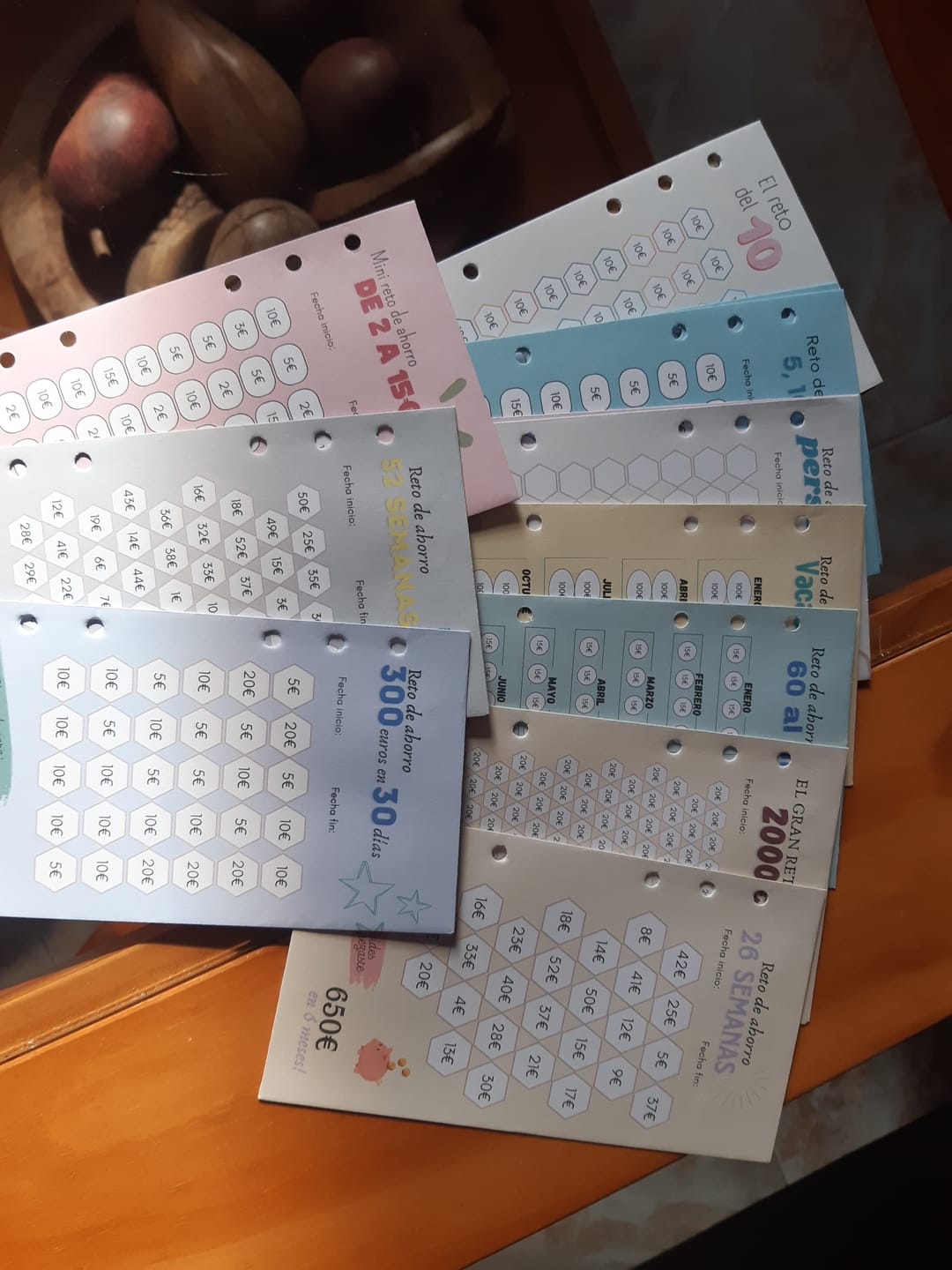Customer photo review of 20 Hojas con Retos de Ahorro A6