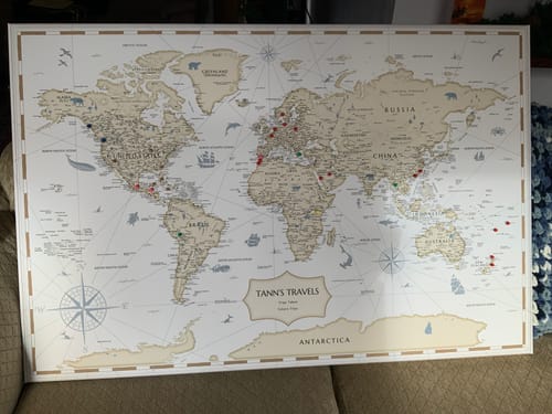 Customer photo review of Pinnable World Journey Map • Ivory