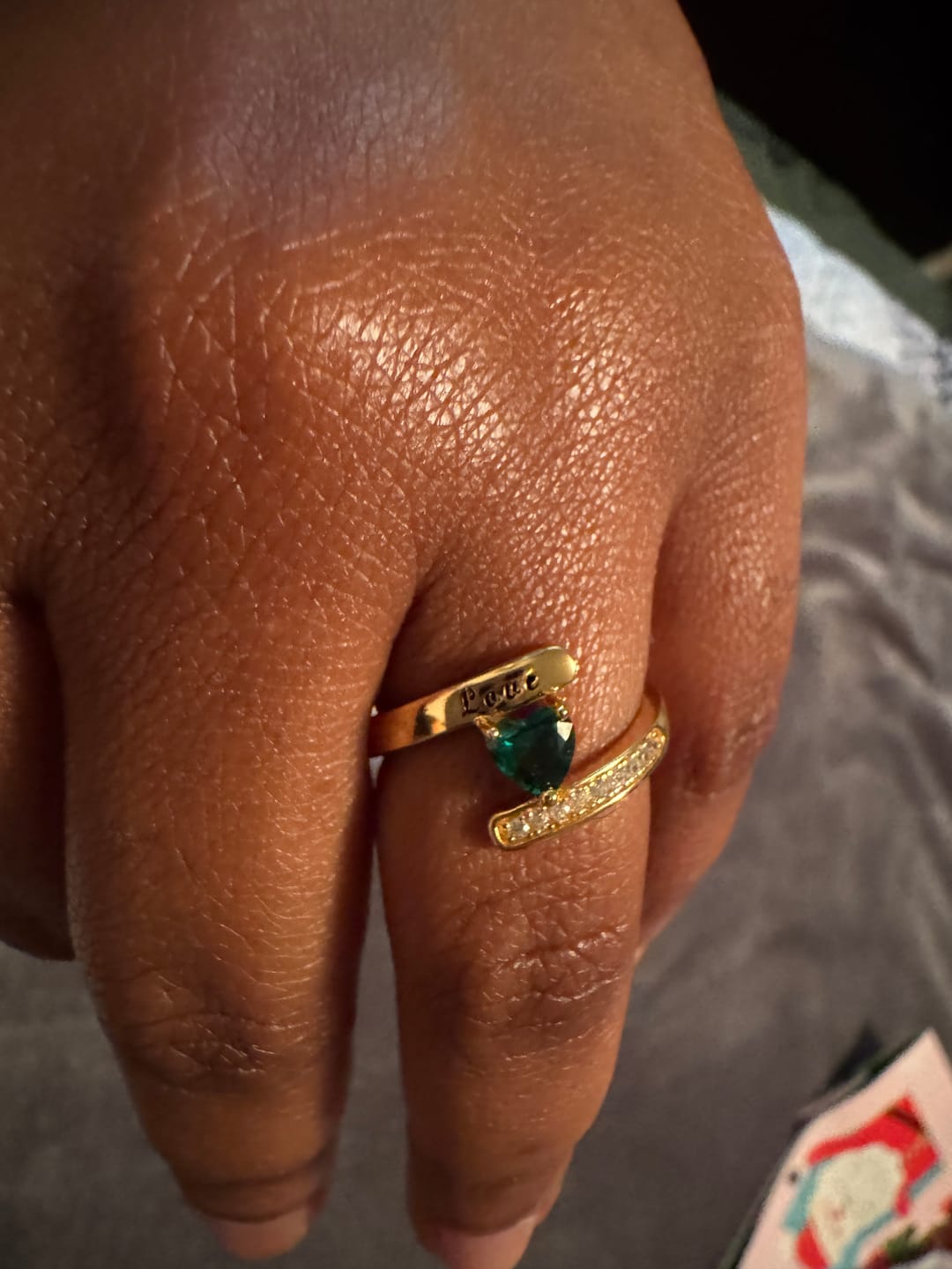 Customer photo review of Engraved Birthstone Ring