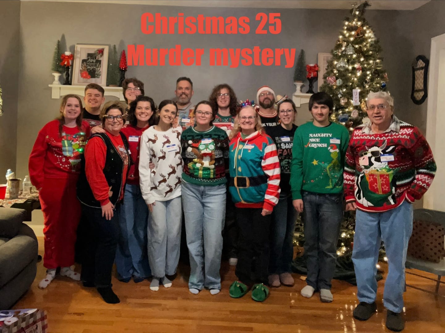 Customer photo review of Office Christmas Sweater Party Murder Mystery Game Kit