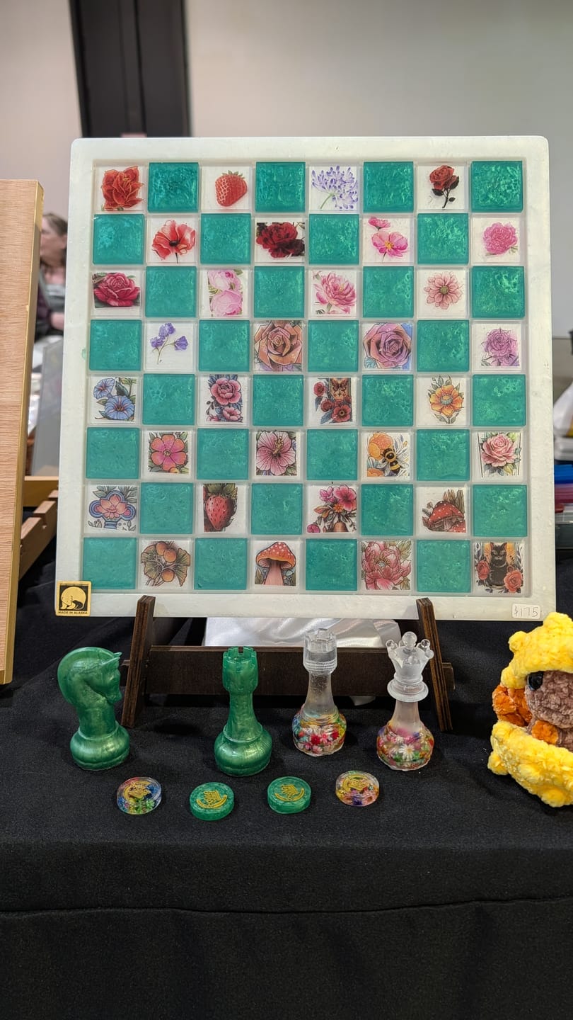 Customer photo review of 14.5x14.5x0.5" Medium Chess Board Silicone Mold With 1.5" Squares