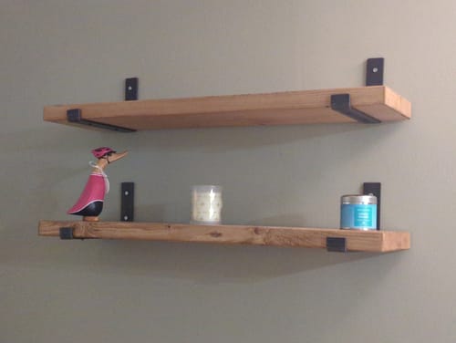 Customer photo review of Set of 2 | Rustic Wooden Wall Shelves with Industrial Style Bracket | 22.5cm depth