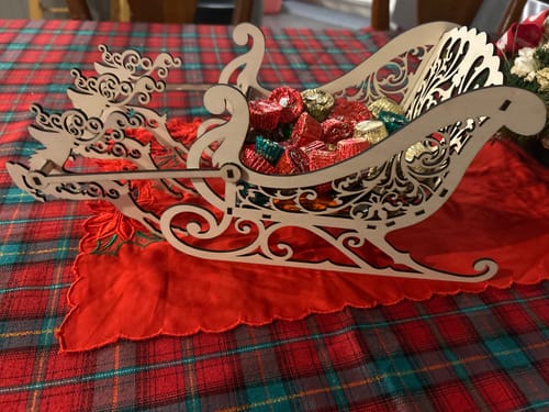 Customer photo review of Santa Sleigh Christmas Decoration laser cut svg file