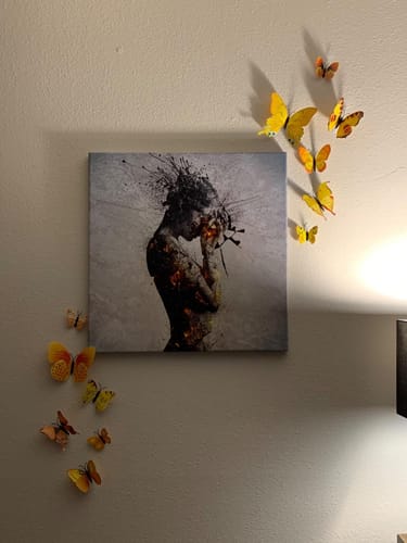 Customer photo review of Fear of the Future-Modern Abstract Emotional Figurative Painting for Living Room or Studio