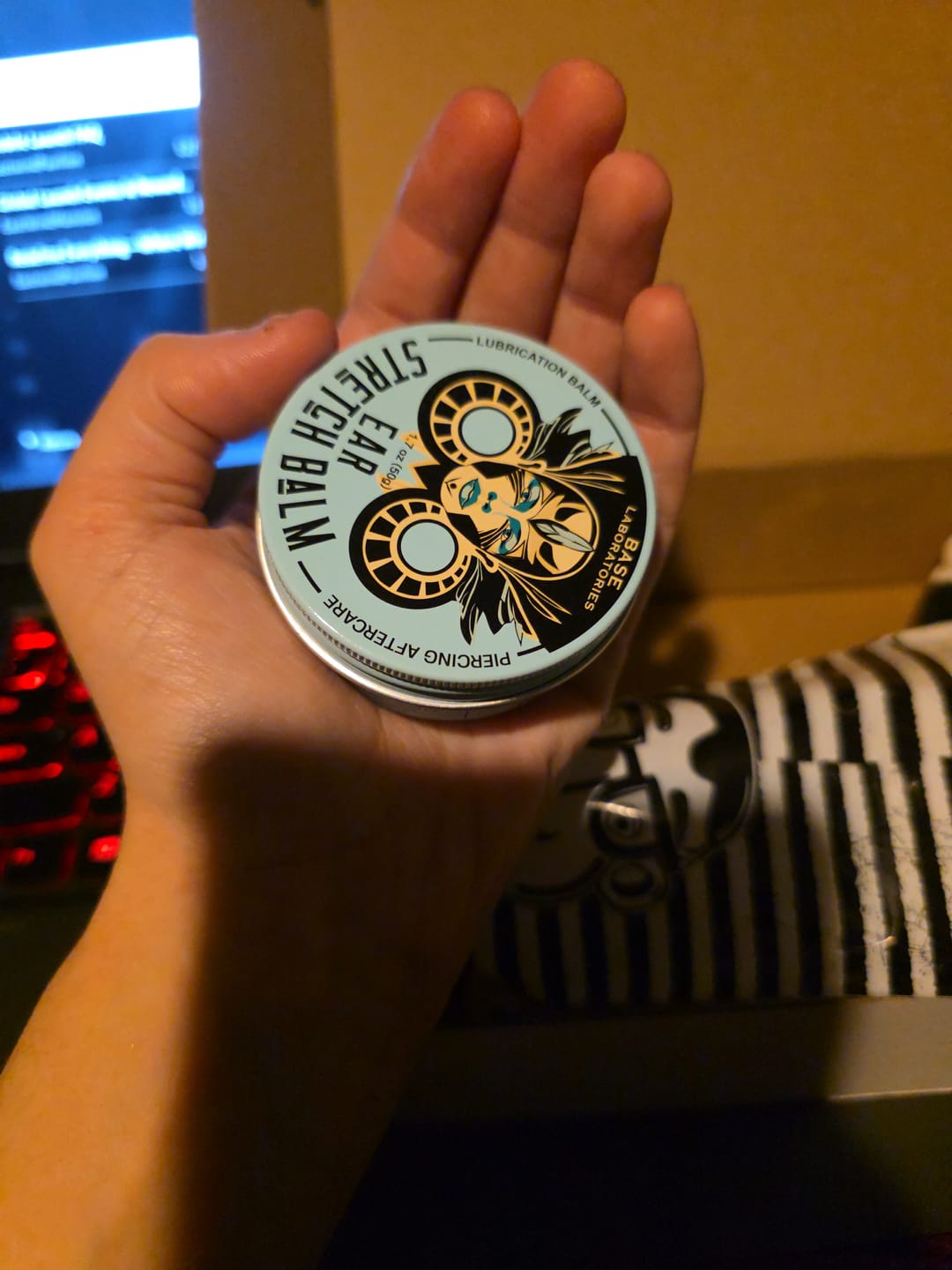 Customer photo review of Base Labs Ear-Stretching Balm