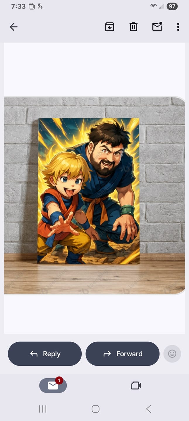 Customer photo review of Personalized Canvas - Portrait in Dragon Ball style