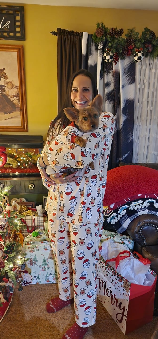 Customer photo review of Christmas Pajama Pants -  Santa and Rudolph