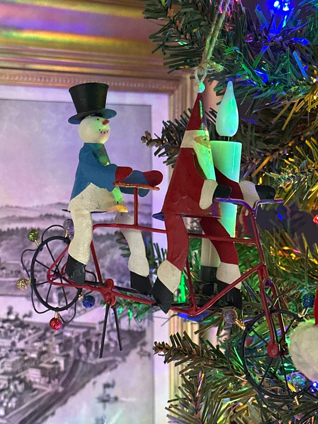 Customer photo review of Santa and Snowman Bike Ornament