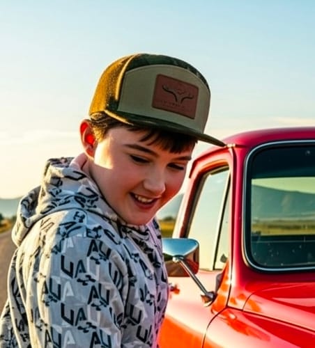 Customer photo review of Lazy J Ranch Grey & Black Elevation Classic Five Panel Trucker Hat