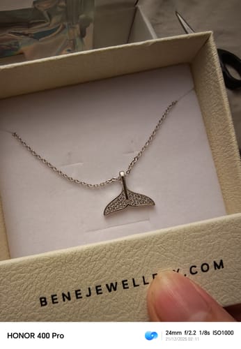 Customer photo review of Marina Whale Tail Necklace