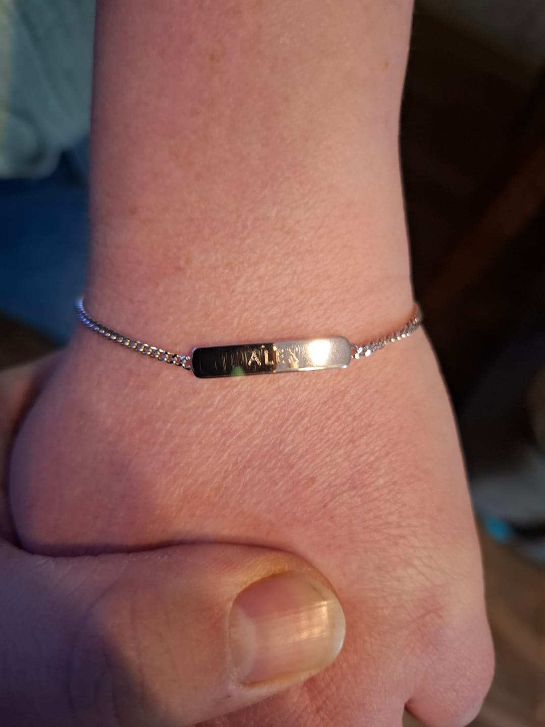 Customer photo review of The Engraved Bracelet Silver