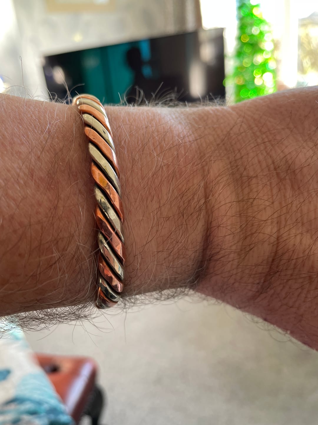Customer photo review of Spiral Copper & Steel Cuff