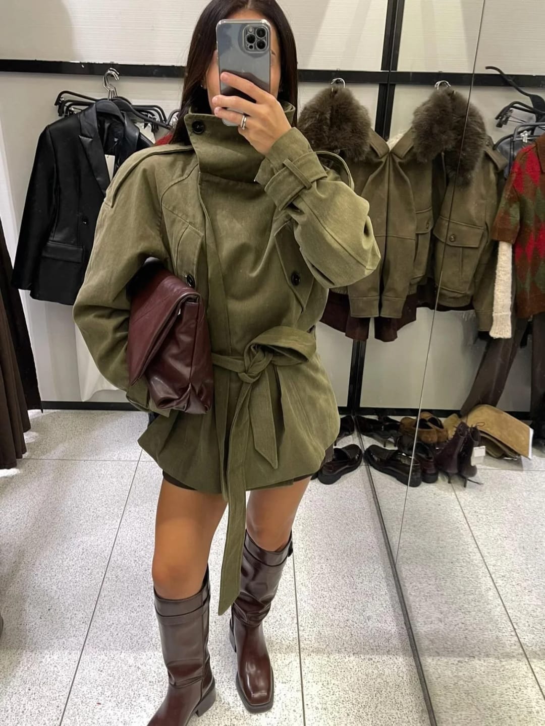 Customer photo review of Anastasia Belted Windbreaker Jacket