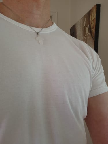 Customer photo review of Christianartworkshop Natural Stone Cross Gemstone Pendant Necklace