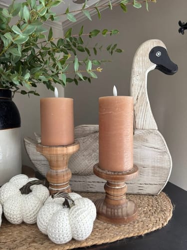 Customer photo review of Taupe Flameless Pillar Candle | 6" x 3"