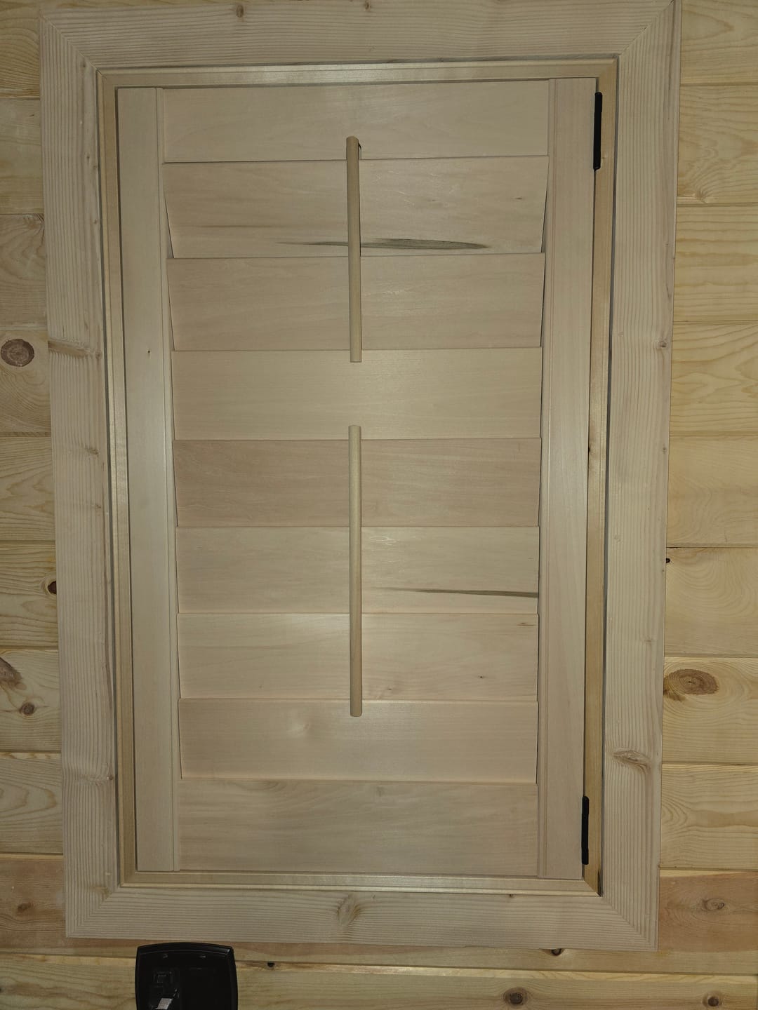 Customer photo review of Stained Wood Plantation Shutter