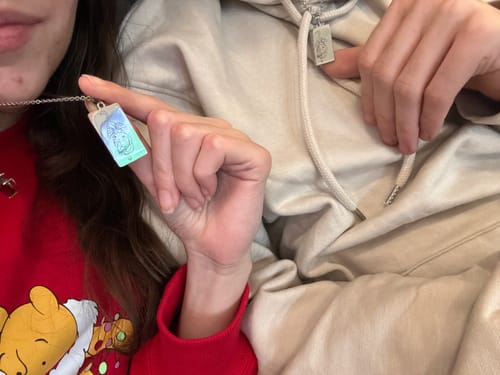 Customer photo review of Soulmate Custom Engraved Photo Tag Necklace