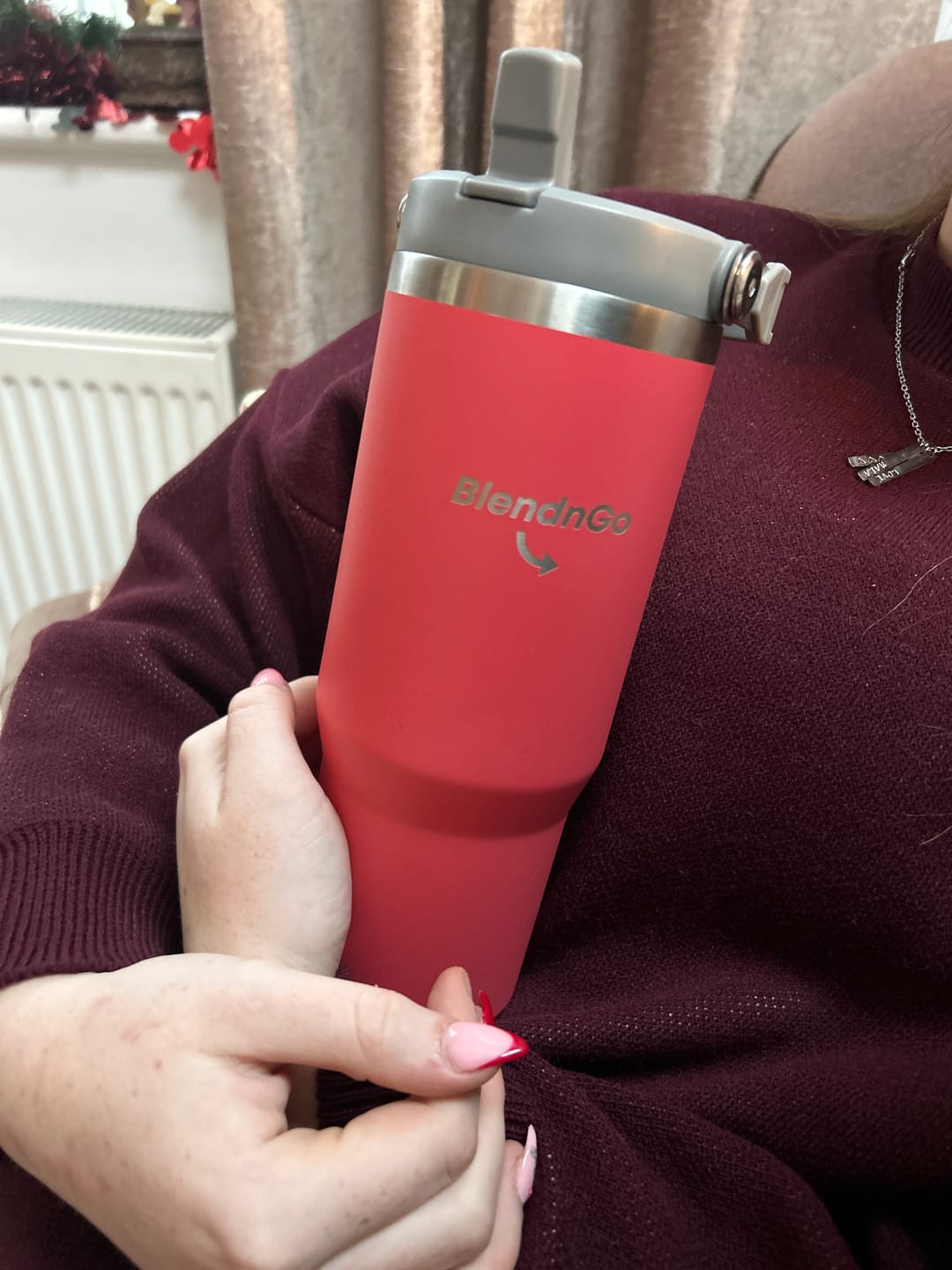Customer photo review of BlendnGo Travel Essential Flip Straw Tumbler