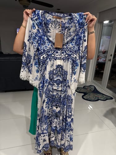 Customer photo review of Floral Embroidered Lantern Sleeve Dress