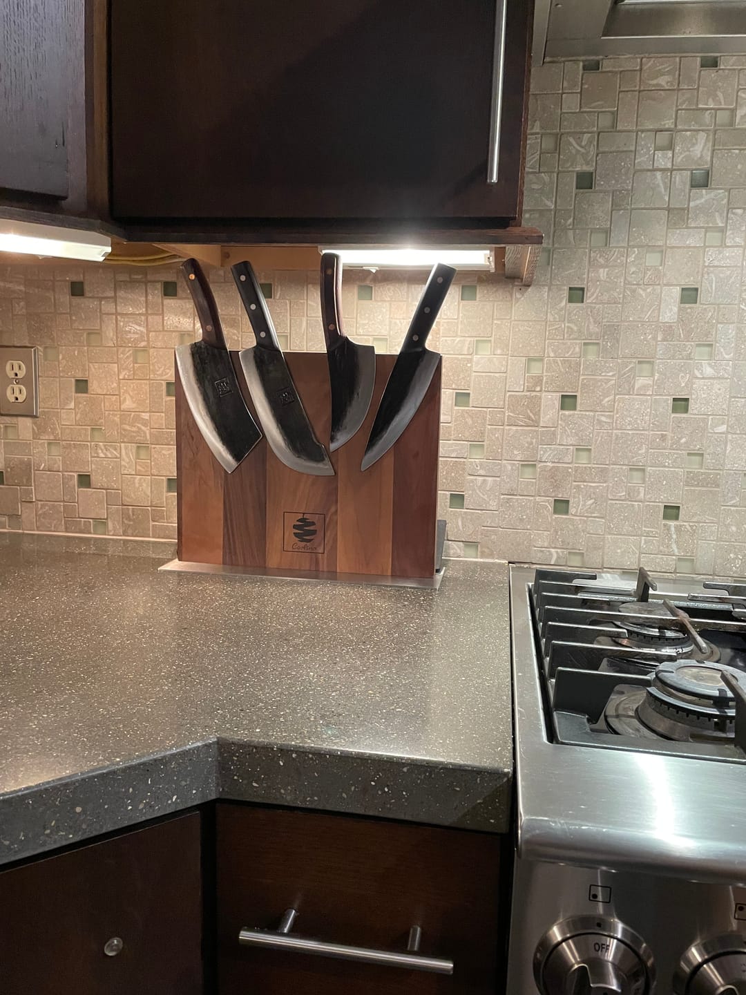 Customer photo review of Walnut Magnetic Knives Holder