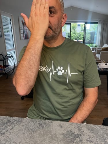 Customer photo review of Cycling and coffee 93 T-shirt