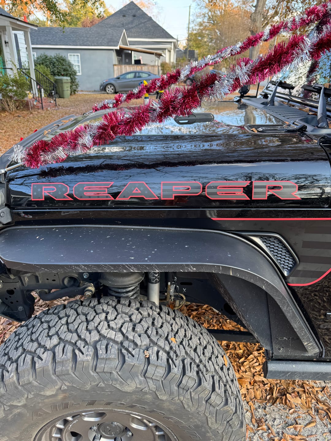 Customer photo review of Premium Black Flag Hood Lettering | Set of 2