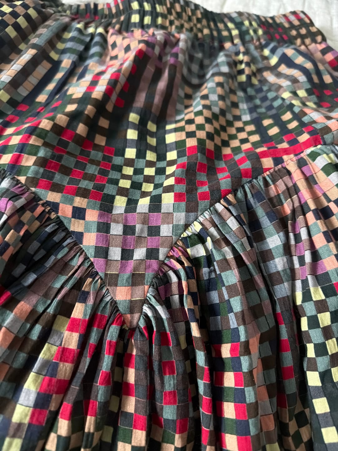 Customer photo review of LEILA SKIRT | NIGHT RUBIX PRINT